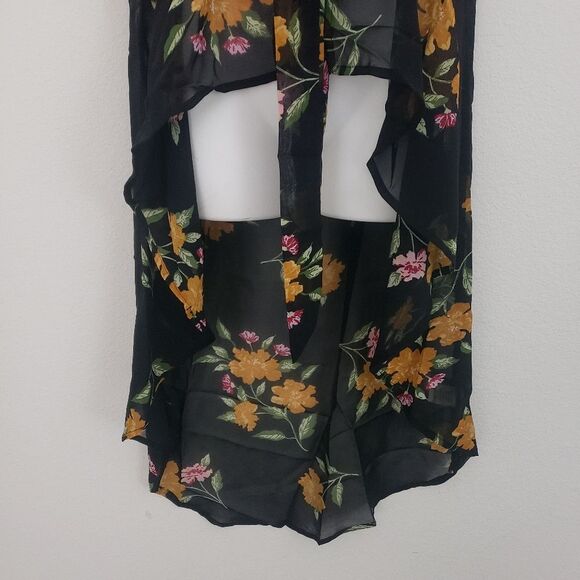 Live 4 Truth Floral Kimono Top Black Small Sheer Boho Cover Up Dark Fairy - Picture 2 of 7